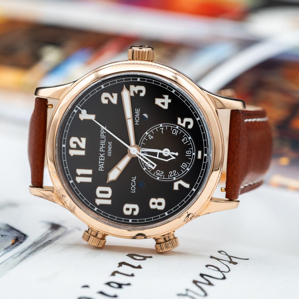 Patek Philippe Calatrava Pilot Travel Time Rose Gold Brown Dial Box and papers — photo 2