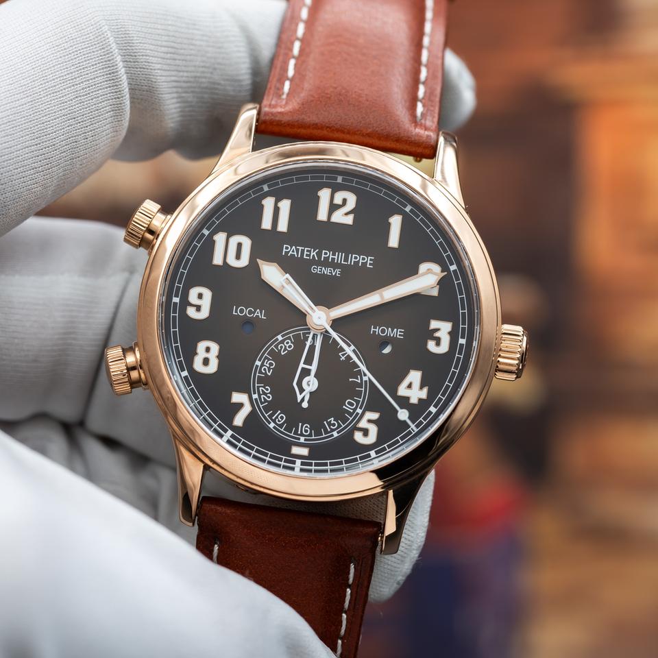 Patek Philippe Calatrava Pilot Travel Time Rose Gold Brown Dial Box and papers — photo 3