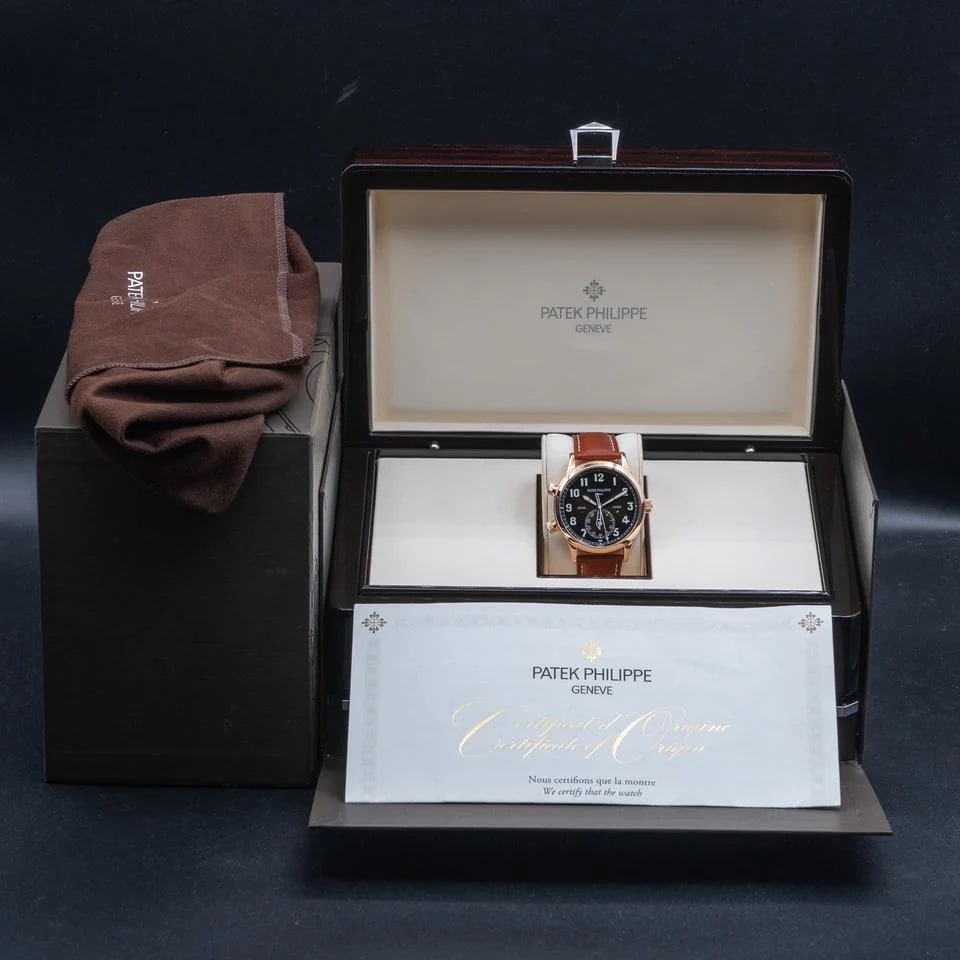 Patek Philippe Calatrava Pilot Travel Time Rose Gold Brown Dial Box and papers — photo 5