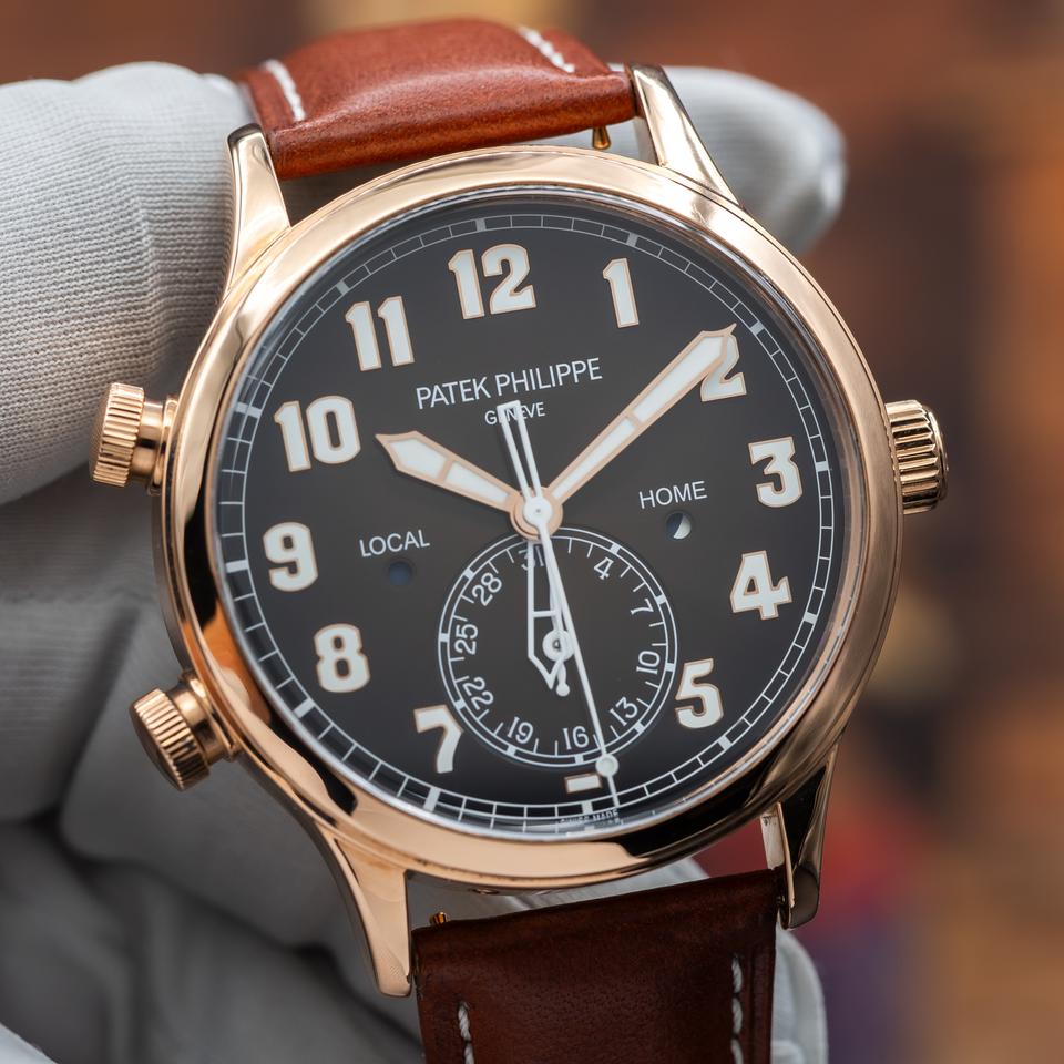 Patek Philippe Calatrava Pilot Travel Time Rose Gold Brown Dial Box and papers — photo 6