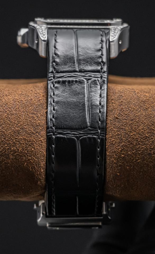 Cartier Santos 100 Medium Model Custom-Set Diamonds Silver Dial Midsize Steel Deploy Ice Out — photo 13