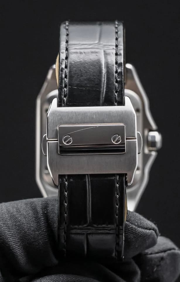 Cartier Santos 100 Medium Model Custom-Set Diamonds Silver Dial Midsize Steel Deploy Ice Out — photo 14