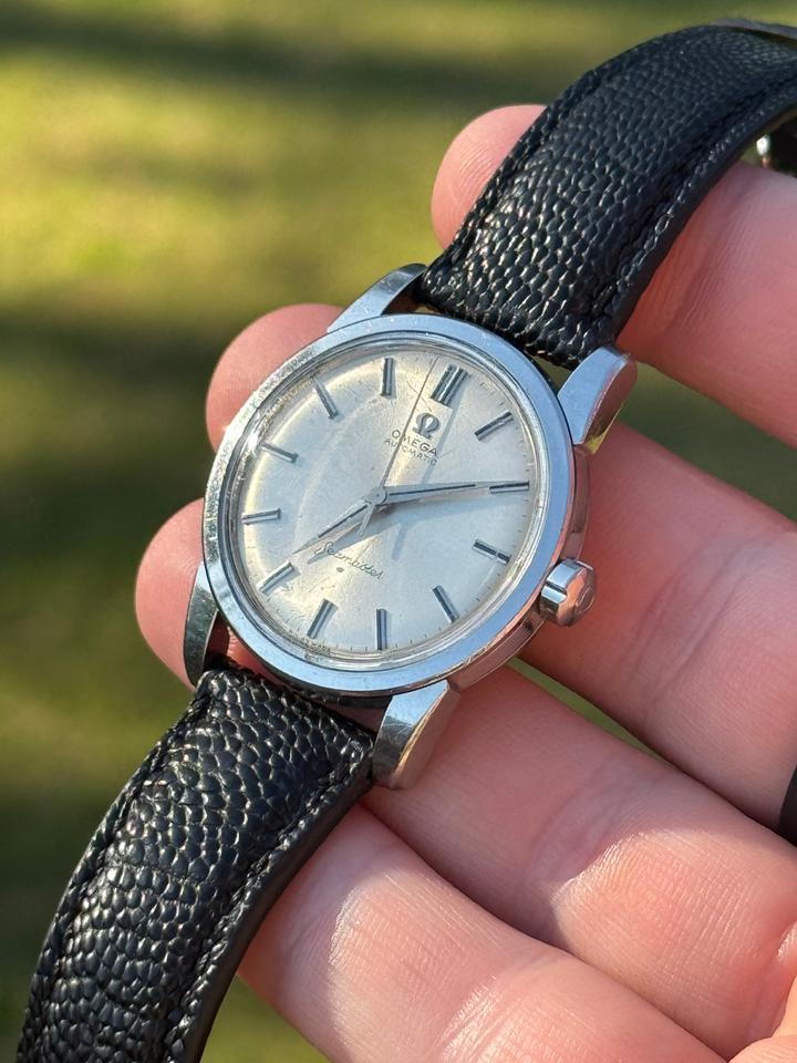 Omega Seamaster Automatic Black Snakeskin Strap Large Hippocampus Caseback