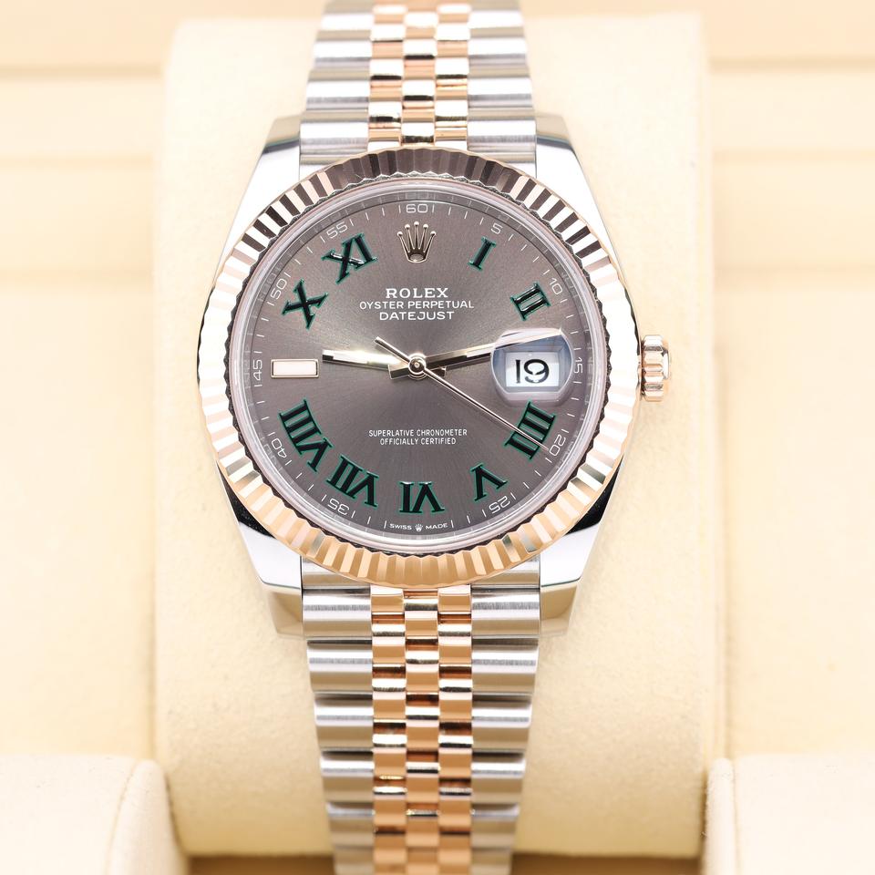 Rolex Datejust 41 Wimbledon Dial Two Tone Rose Gold Jubilee 126331 Fluted Bezel Full Set