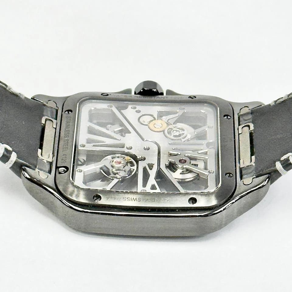 Cartier Santos De Cartier Santos De Cartier Black ADLC Skeleton Black Leather Band — photo 10