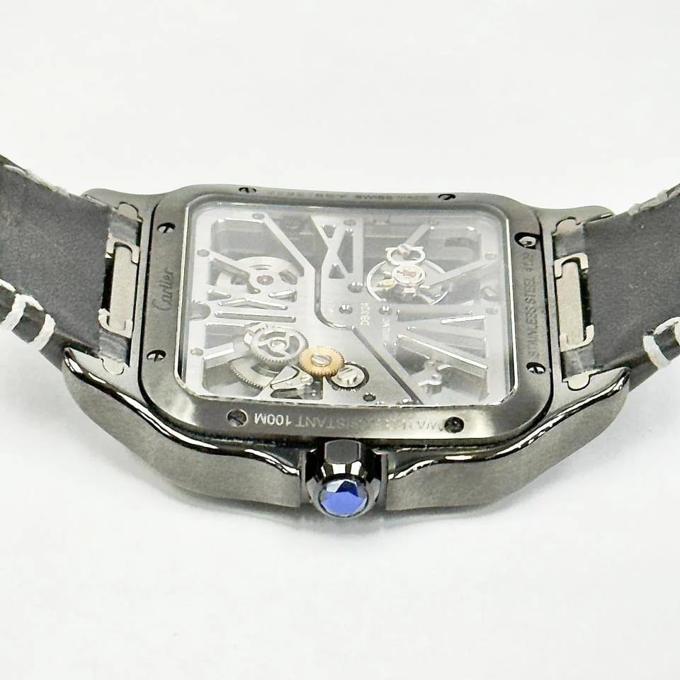 Cartier Santos De Cartier Santos De Cartier Black ADLC Skeleton Black Leather Band — photo 11