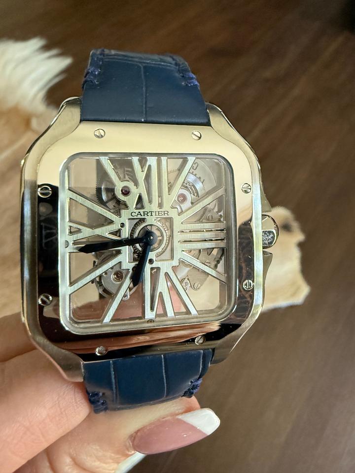 Cartier Santos De Cartier Skeleton BRAND NEW! UNWORN! PERFECT! Original Box Papers two straps