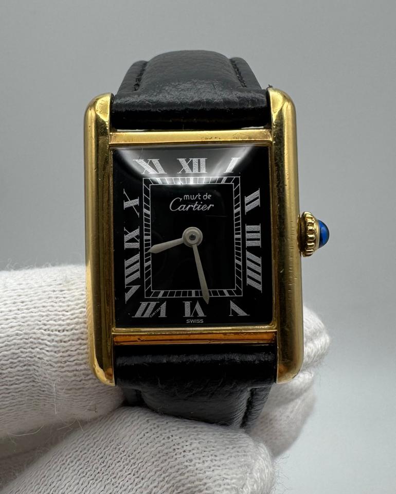 Cartier Tank Vermeil Gold Plated Manual Winding 20x28mm Black Roman Dial (Serviced February 2026) — photo 2
