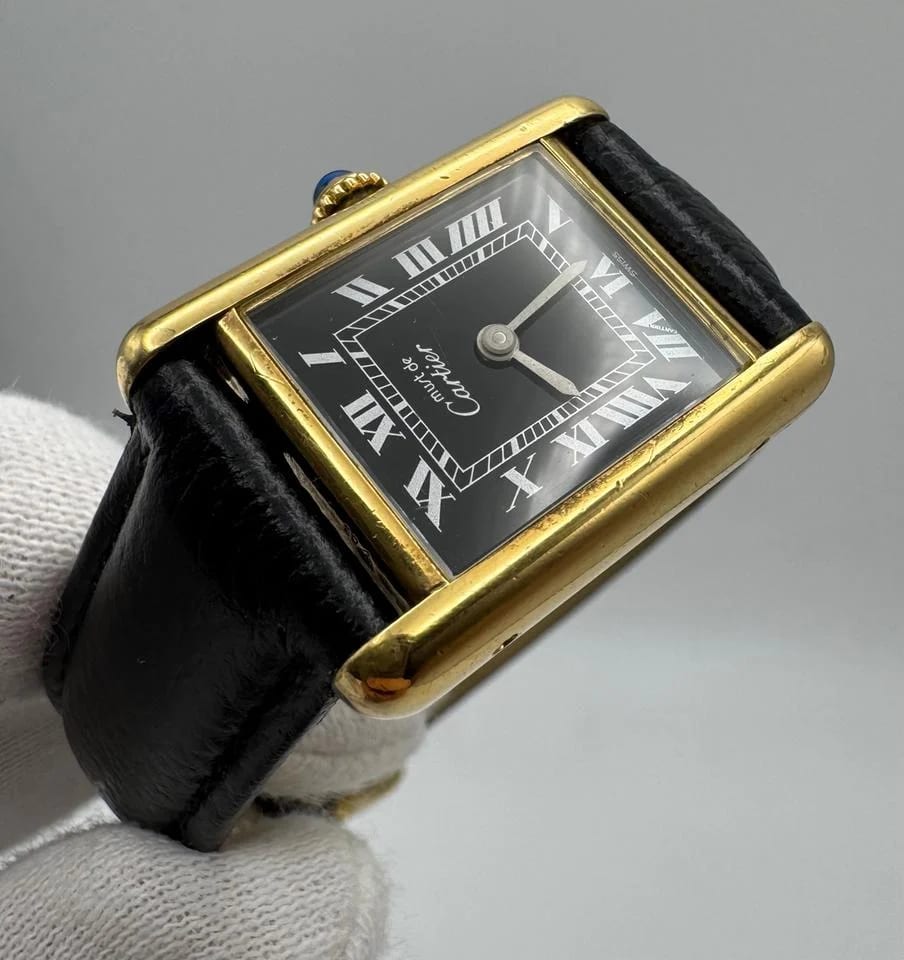 Cartier Tank Vermeil Gold Plated Manual Winding 20x28mm Black Roman Dial (Serviced February 2026) — photo 6