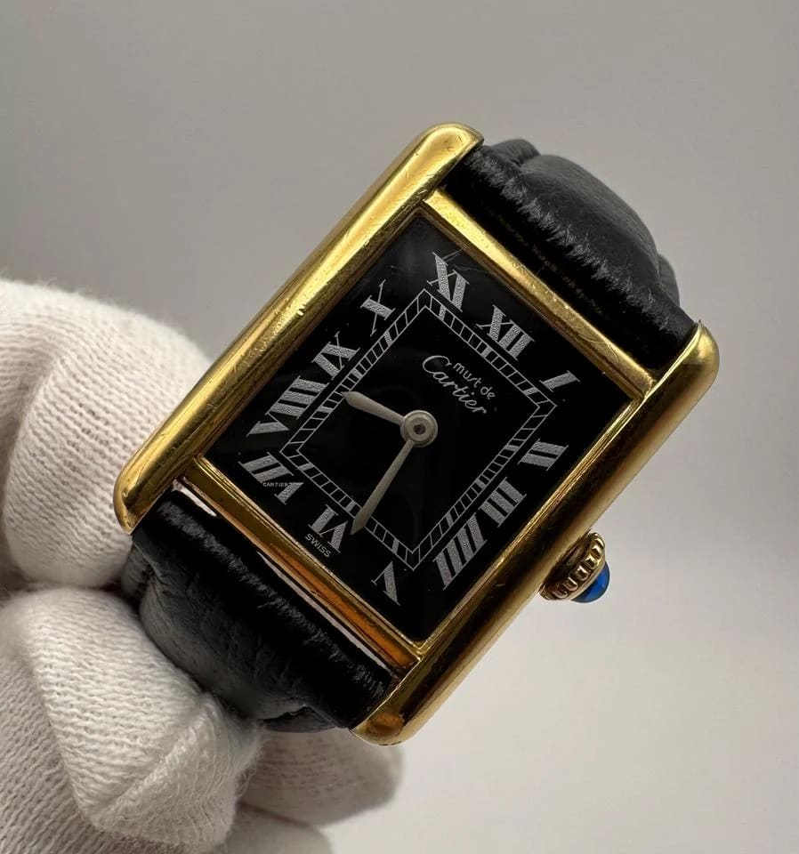 Cartier Tank Vermeil Gold Plated Manual Winding 20x28mm Black Roman Dial (Serviced February 2026) — photo 7