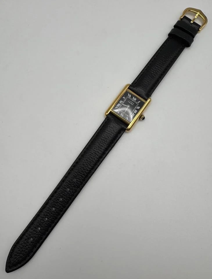 Cartier Tank Vermeil Gold Plated Manual Winding 20x28mm Black Roman Dial (Serviced February 2026) — photo 8