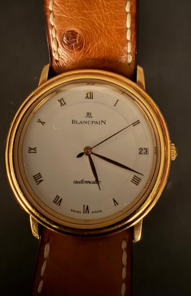 Blancpain Villeret 18K Yellow Gold with new ostrich strap Box and Book