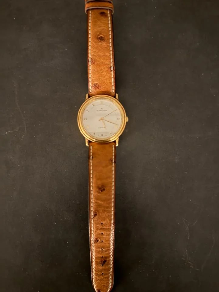 Blancpain Villeret 18K Yellow Gold with new ostrich strap Box and Book — photo 3