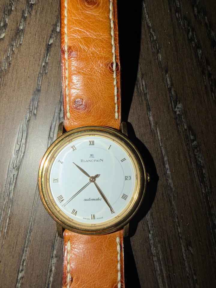 Blancpain Villeret 18K Yellow Gold with new ostrich strap Box and Book — photo 7