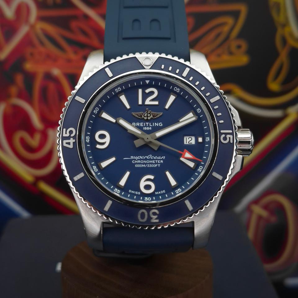 Breitling Superocean 44 Box Papers Blue Rubber Strap 44