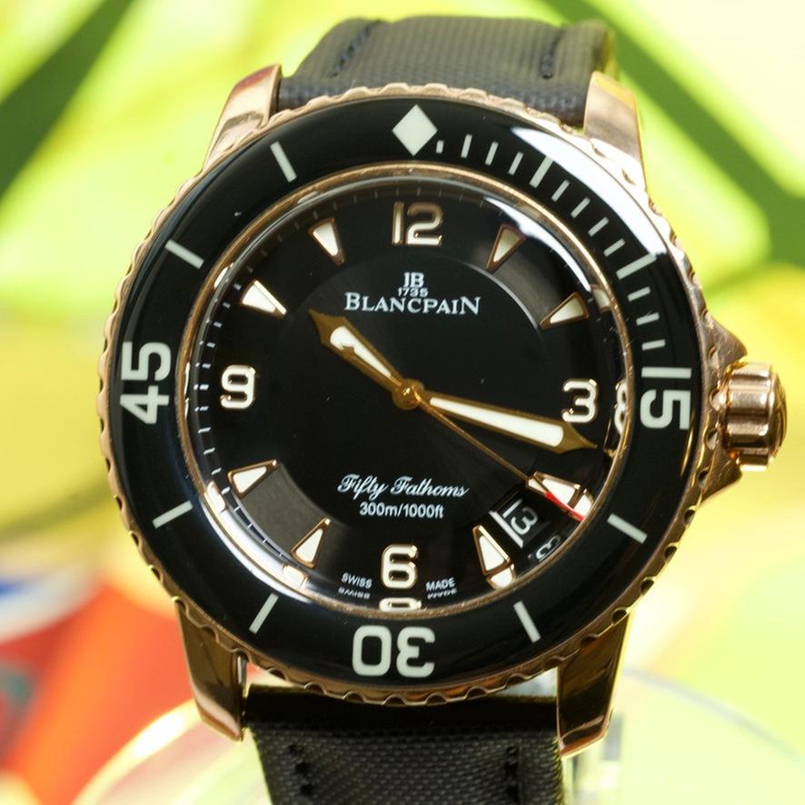 Blancpain Fifty Fathoms 18 k rose-gold dive watch ~45 mm ~130 g solid gold auto