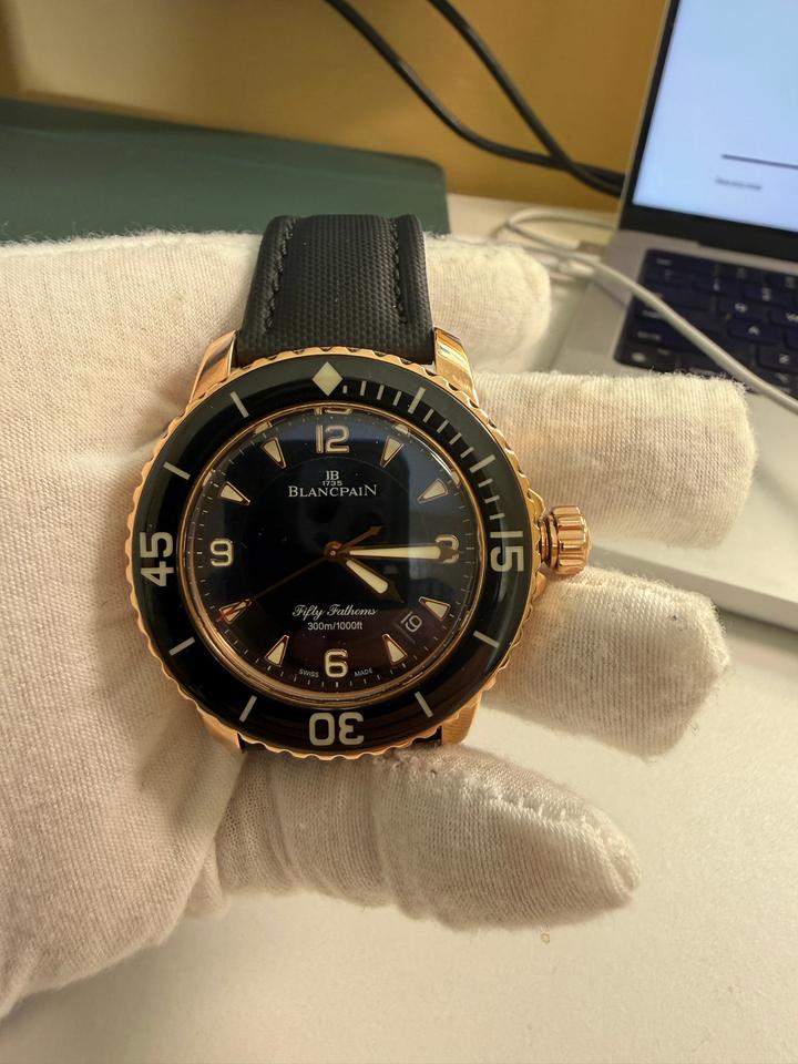 Blancpain Fifty Fathoms 18 k rose-gold dive watch ~45 mm ~130 g solid gold auto — photo 17