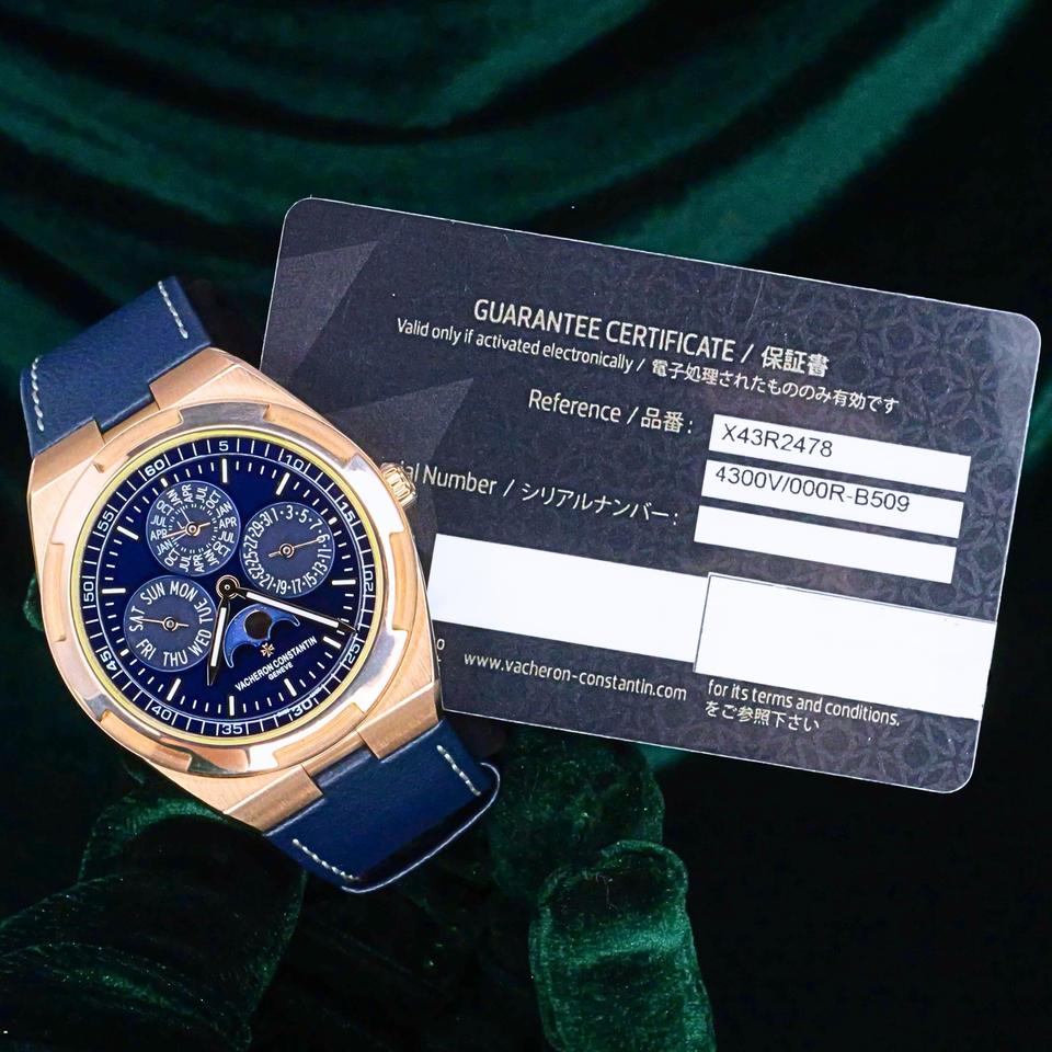 Vacheron Constantin Overseas MINT FULL SET Overseas Perpetual Calendar Ultra-Thin Blue Dial 18K Rose Gold Leather 4300V — photo 14