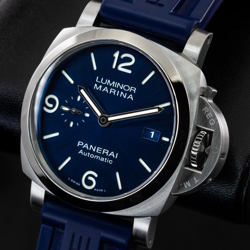 Panerai Luminor Marina 44mm Blue Dial PAM01313 Complete Warranty Coverage until 2028 - Extra OEM strap — photo 2