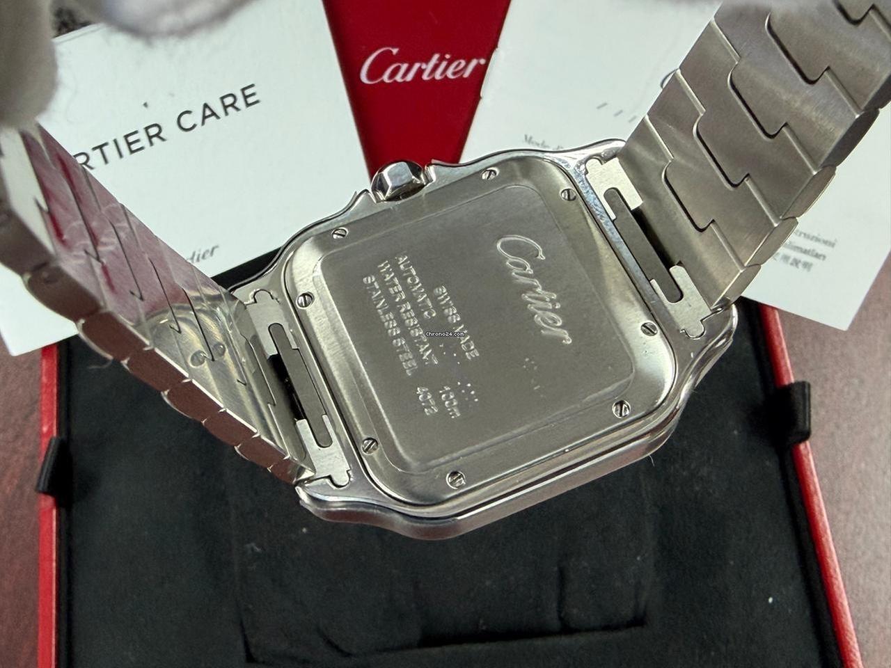 Cartier Santos De Cartier XL Size 40mm Men's Automatic Full Set Bracelet Silver Dial Blue Hands Box Papers Stainless Steel Bracelet — photo 12