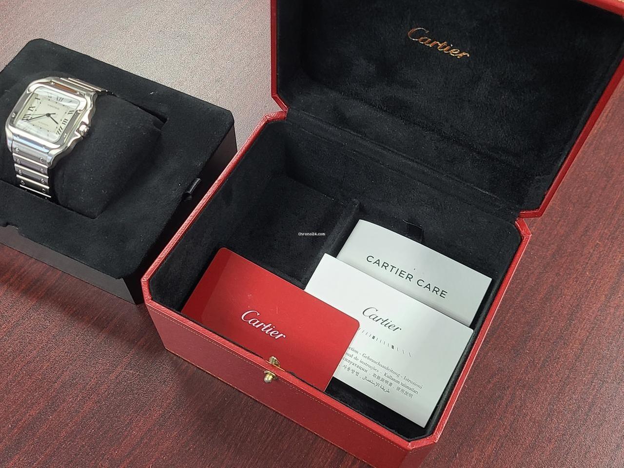 Cartier Santos De Cartier XL Size 40mm Men's Automatic Full Set Bracelet Silver Dial Blue Hands Box Papers Stainless Steel Bracelet — photo 16