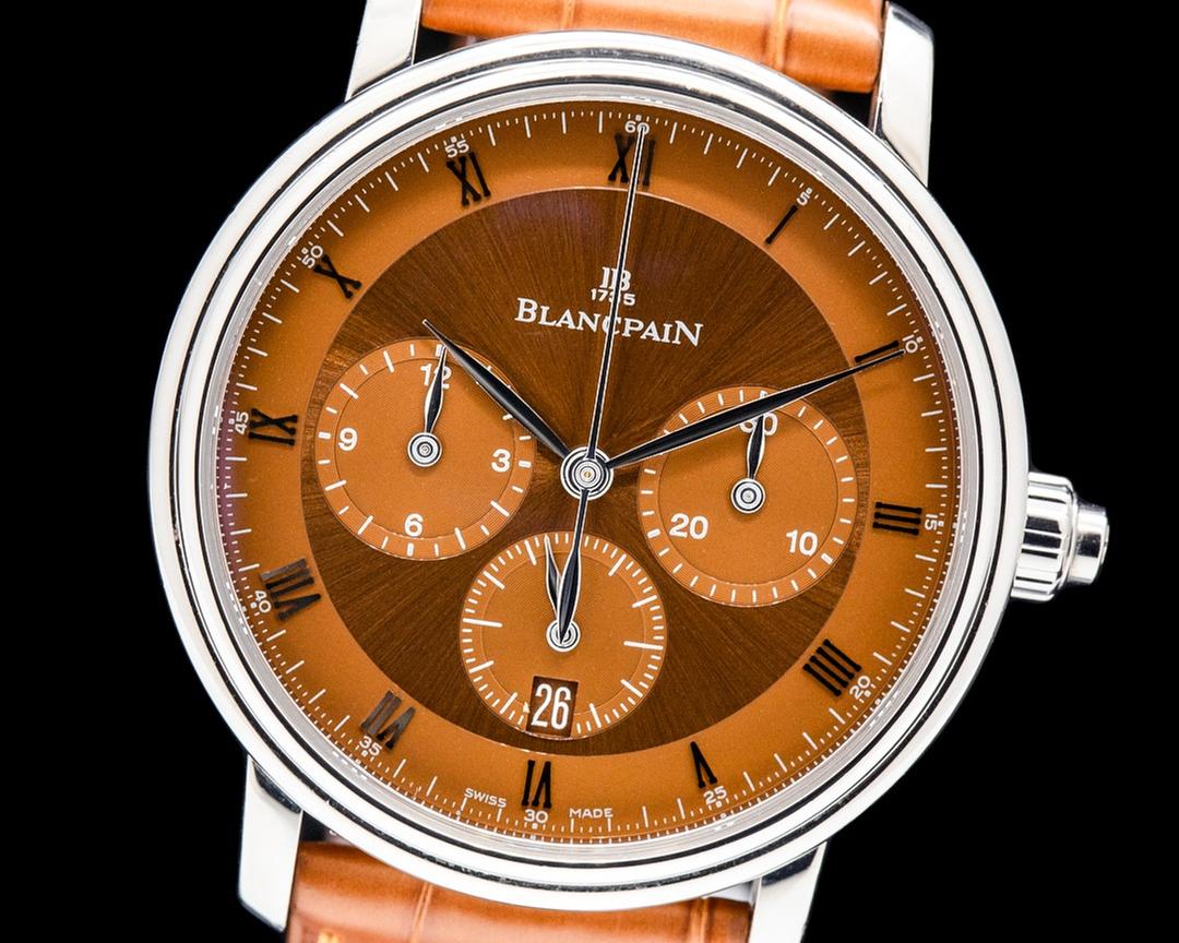 Blancpain Villeret 6185 Villeret Monopusher Chronograph 18K White Gold Brown Dial — photo 2