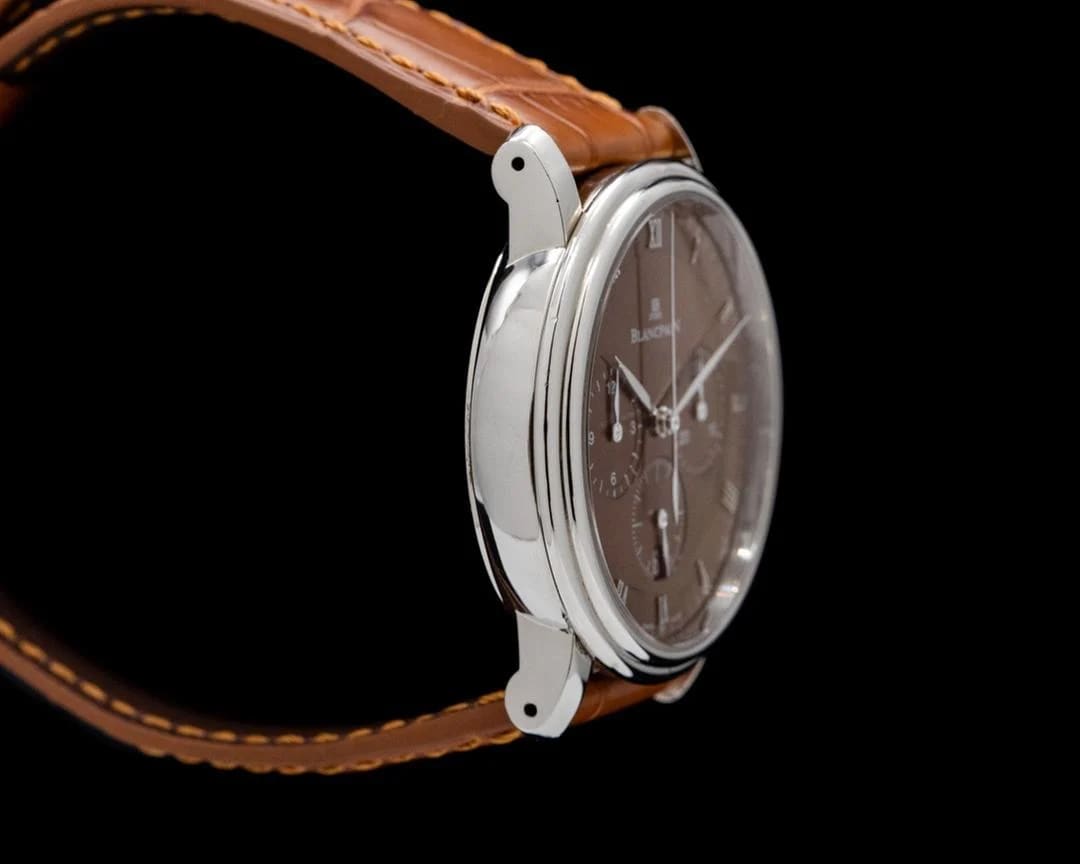 Blancpain Villeret 6185 Villeret Monopusher Chronograph 18K White Gold Brown Dial — photo 3