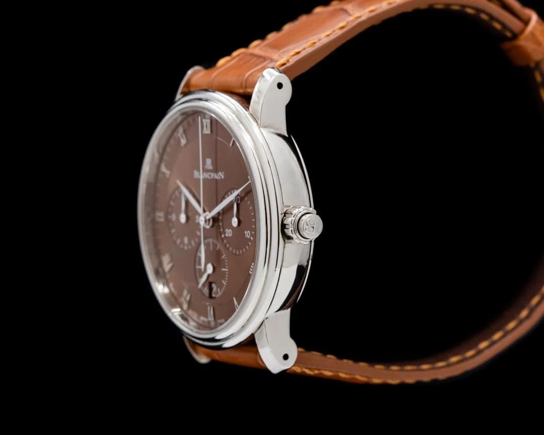 Blancpain Villeret 6185 Villeret Monopusher Chronograph 18K White Gold Brown Dial — photo 4