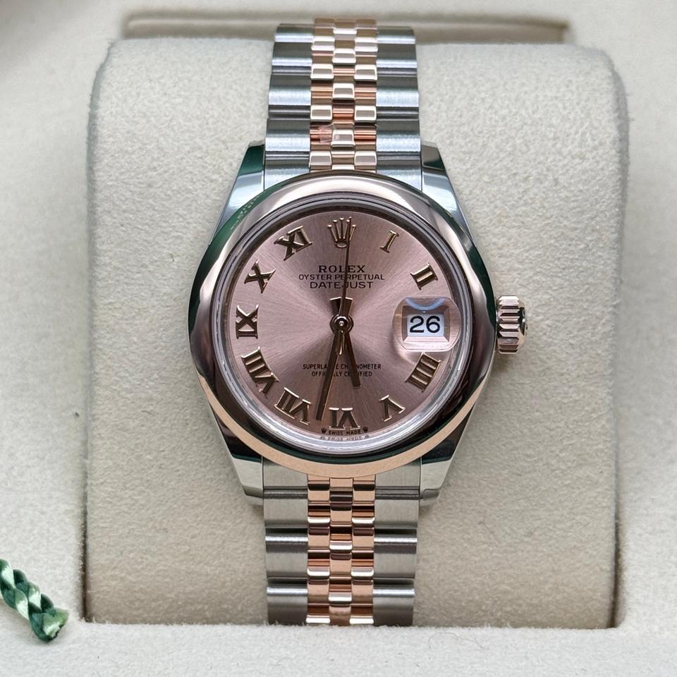 Rolex Lady-Datejust NEW 2025 Rose Colour Roman Dial Two Tone Everose Gold Smooth Bezel Jubilee