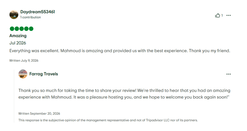 Screenshot of a Tripadvisor review by Daydream553461 from US