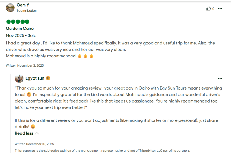 Screenshot of a Tripadvisor review by Cem Y from USA