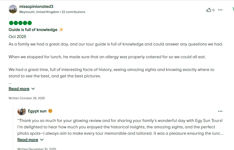 Screenshot of a Tripadvisor review by missopinionated3 from UK