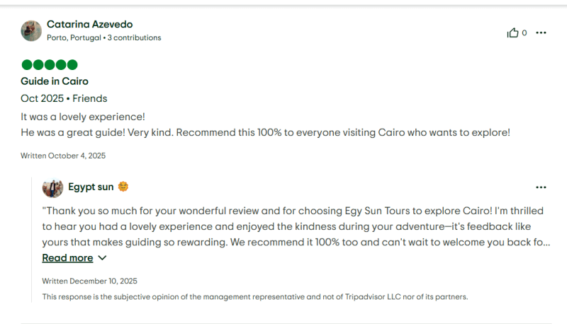 Screenshot of a Tripadvisor review by Catarina Azevedo from Portugal