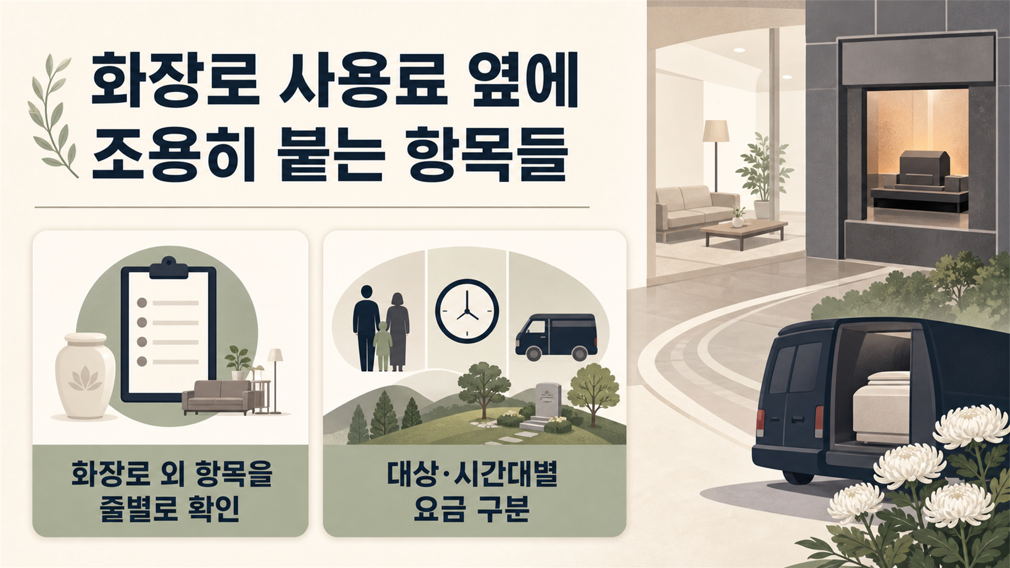 함백산추모공원 화장 비용 관련 시설 사용료·추가 가능 항목 체크 포인트 - 가효상조 장례 가이드 함백산추모공원 화장 비용 관련 시설 사용료·추가 가능 항목 체크 포인트