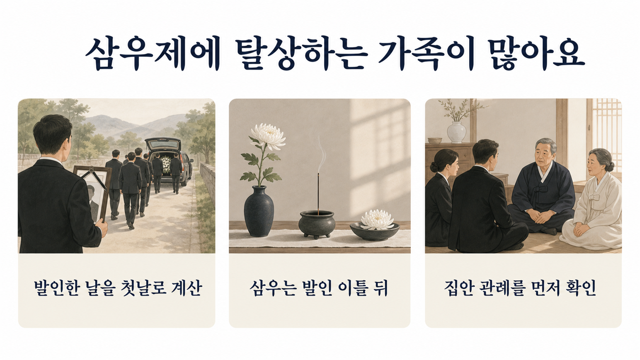 탈상 날짜 FAQ: 자주 묻는 질문과 정확한 기준 - 가효상조 장례 가이드 탈상 날짜 FAQ: 자주 묻는 질문과 정확한 기준