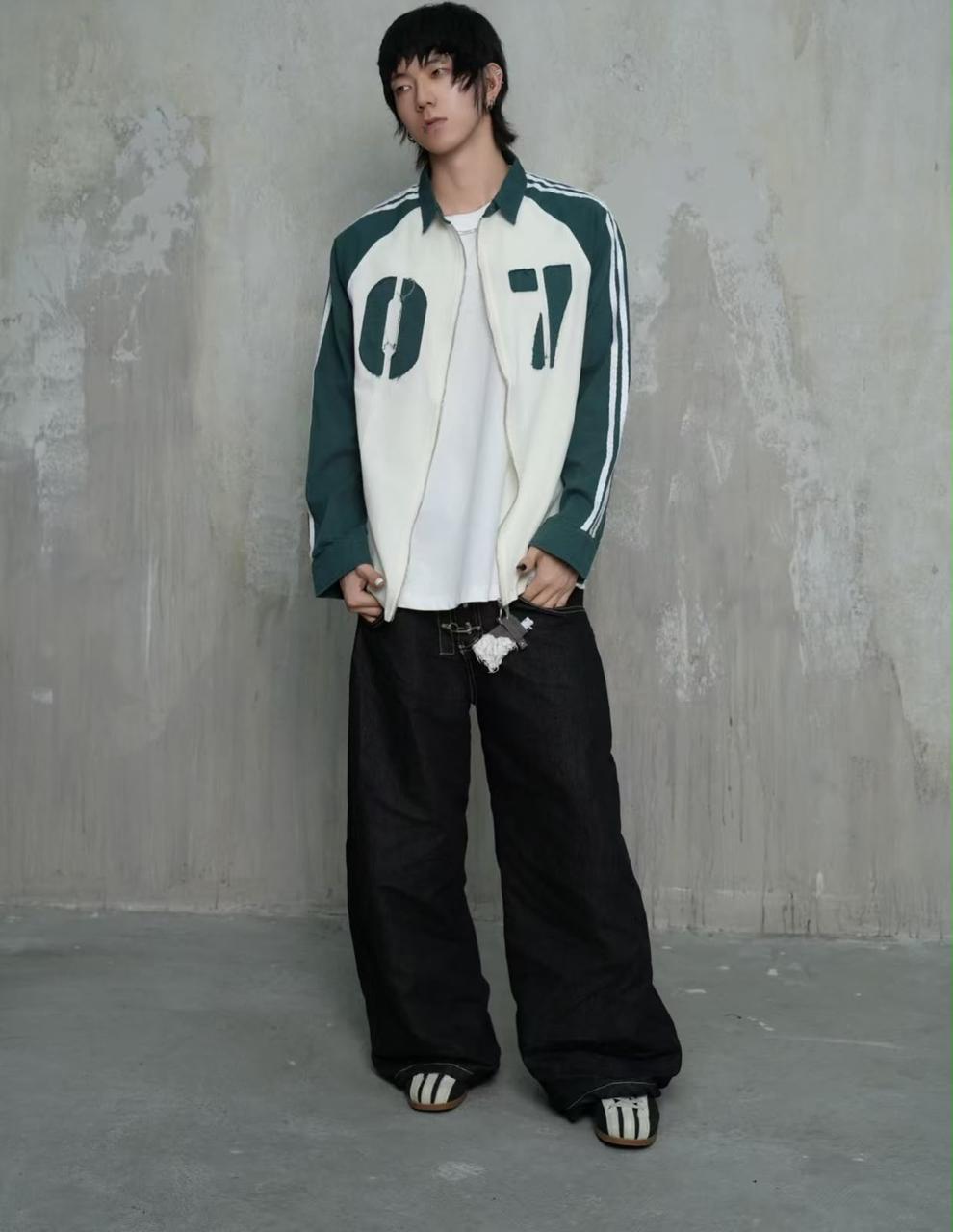 Retro '07' Raglan Zip-Up Shirt