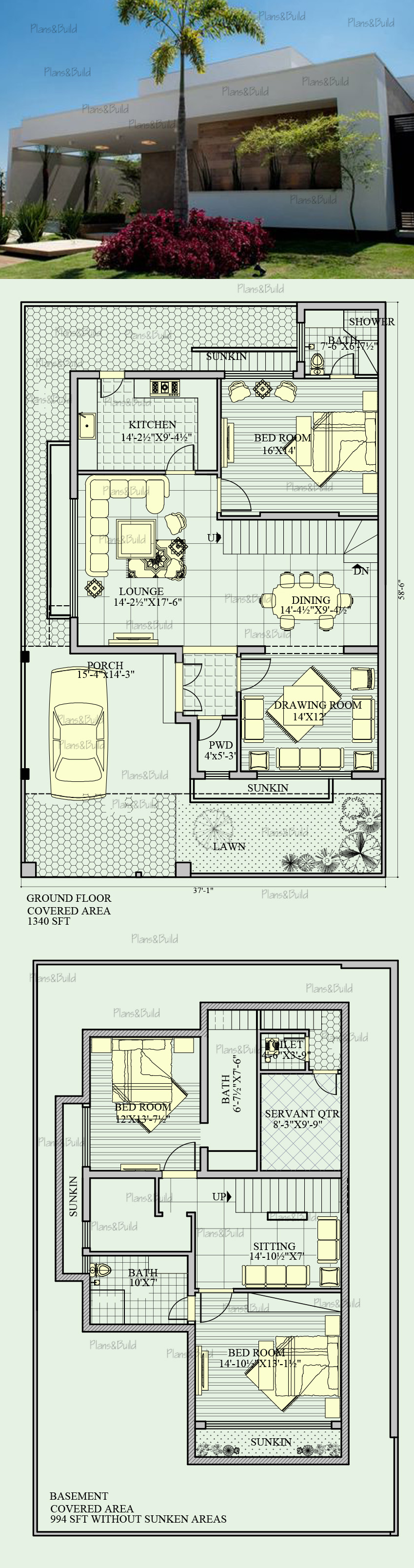  Plans  and Build 10  Marla  house  plan  3  beds 4 bath 3100 