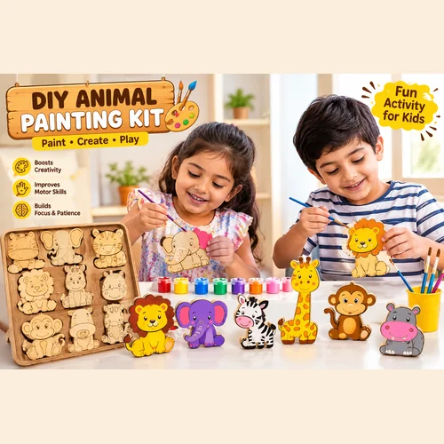 KashtaToys Wooden DIY Animal Painting Kit (9 Pieces)