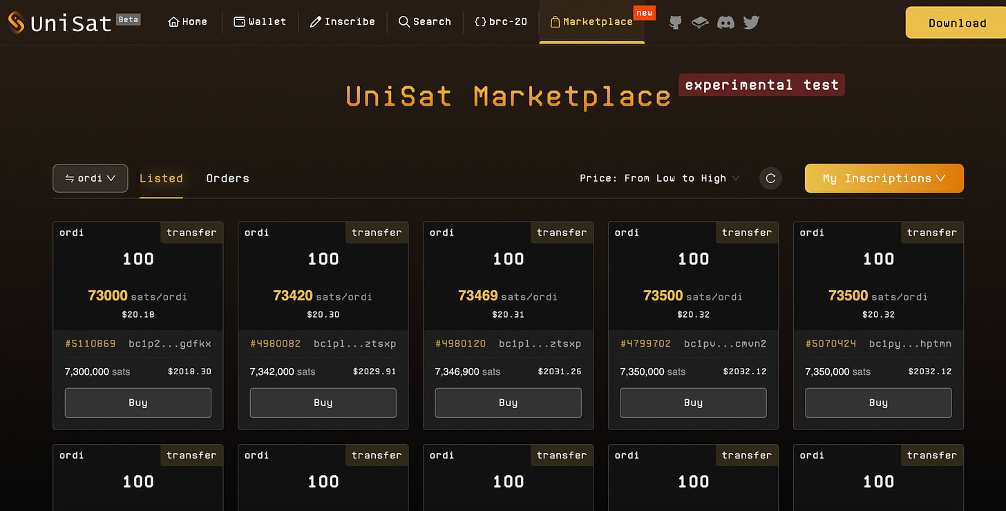 Hướng dẫn bán token BRC20 trên sàn Unisat
