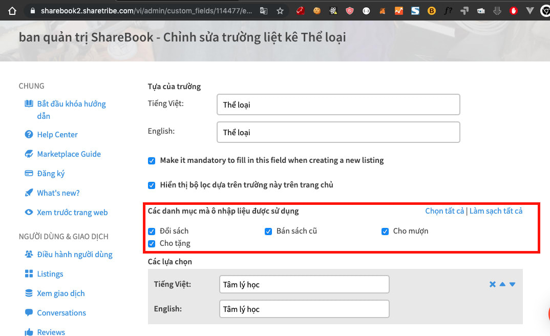 Quản lý custom fields của listing 2