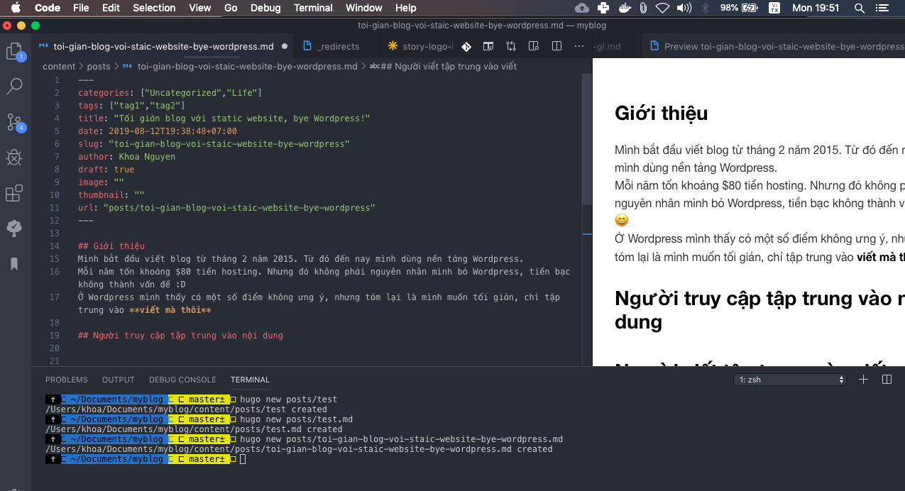 Dùng Visual Studio Code làm Editor khi dùng static website