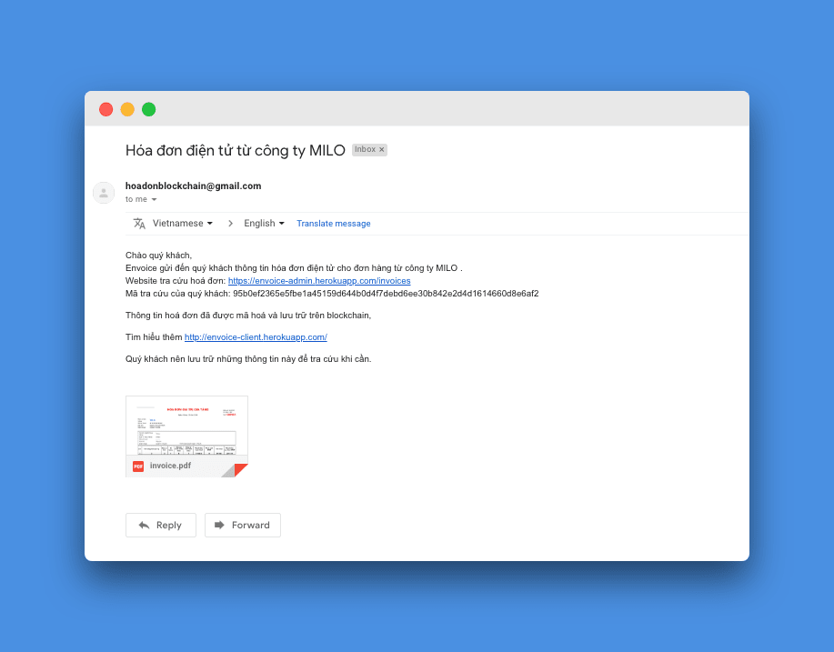Email mẫu người mua hàng nhận được