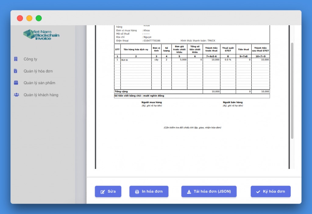 Client App: Xem hoá đơn