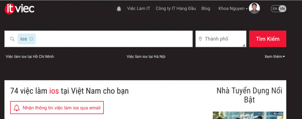 Việc làm ios mới nhất