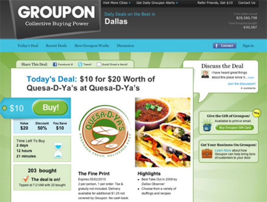 Groupon những ngày đầu tiên