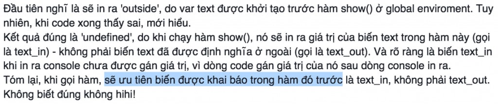 Bình luận về Scope Chain