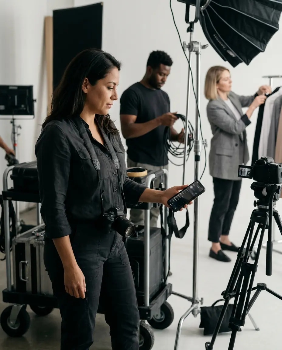 A photographer running production operations on location