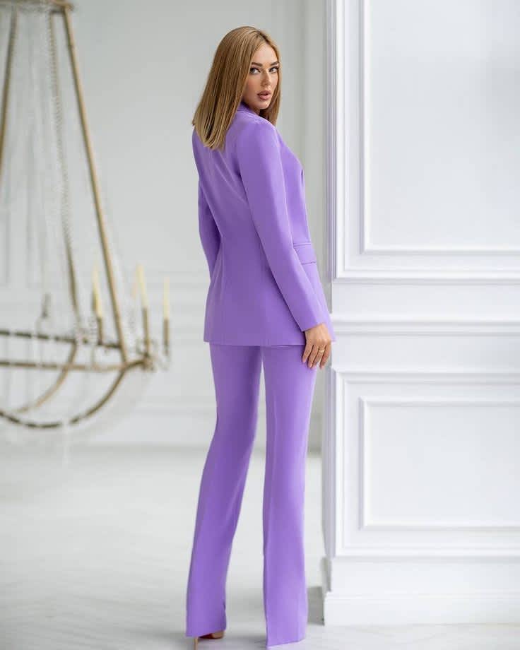 Lavender Formal Pantsuit for Women, Business Women Suit with Vest, formal 3-piece suit set Womens, Womens Office Wear Blazer Trouser Suit