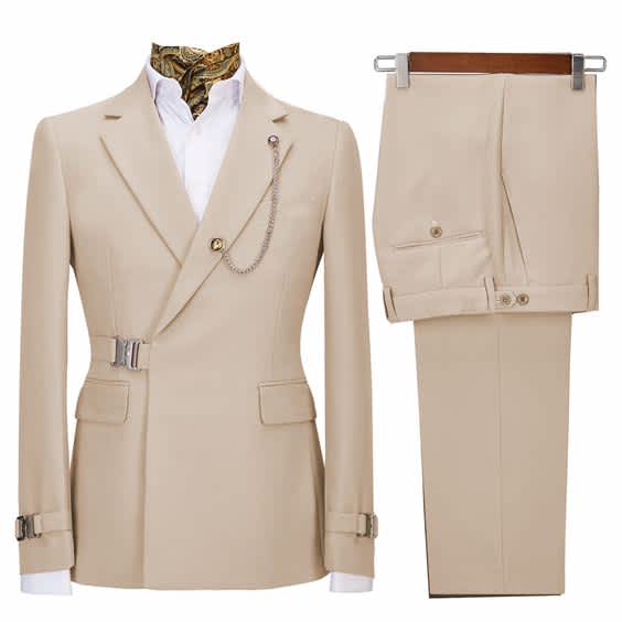 Men 2 Piece Suit with Metal Clasp Slim Fit Suit Stylish Business & Casual Tuxedo Suit