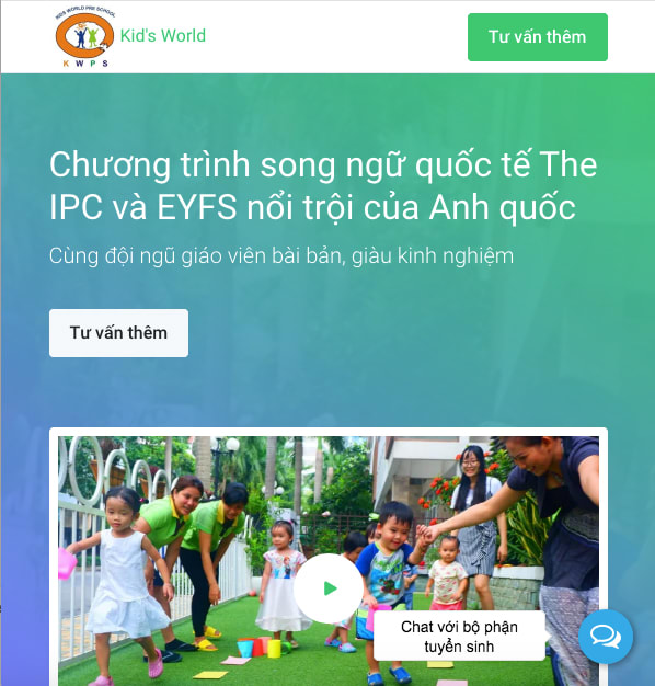 Mẫu website trường mầm non Kid's World